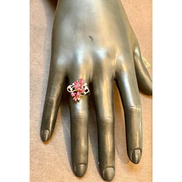 Natural Oval Ruby and Diamond 14 Karat Yellow Gold Cocktail Ring Size 7 For Sale In New York - Image 6 of 18