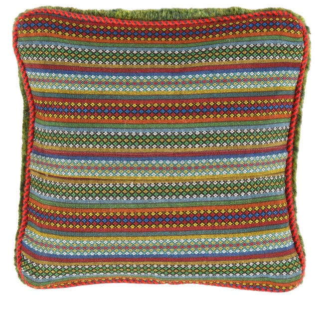 This Gabbeh pillow is made of high-quality LAMBS WOOL The piece was crafted with good workmanship. Gabbeh rugs are made by...