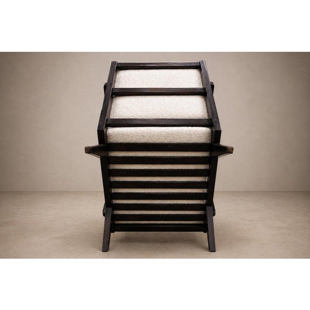 Mid-Century Modern Brazilian Modern Armchair in Hardwood and Bouclé, Unknown, Brazil, 1960s For Sale - Image 3 of 18