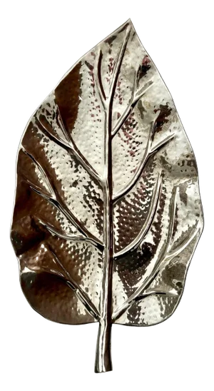 Hammered Silverplate Leaf Serving or Decorative Piece