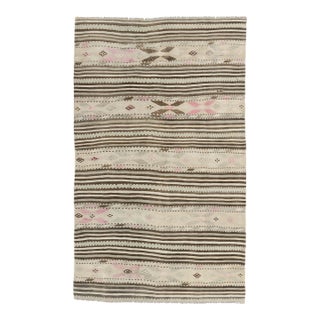 Vintage Beige Turkish Kilim Area Rug 4'3 X 7'2 For Sale