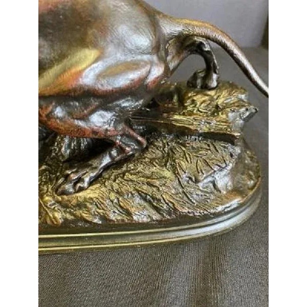 Bronze Bronze Dog Statue on Base by P J Mene For Sale - Image 8 of 13