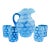 Vintage Fenton Blue Opalescent Coin Spot Glass Pitcher and 4 Tumblers Set For Sale