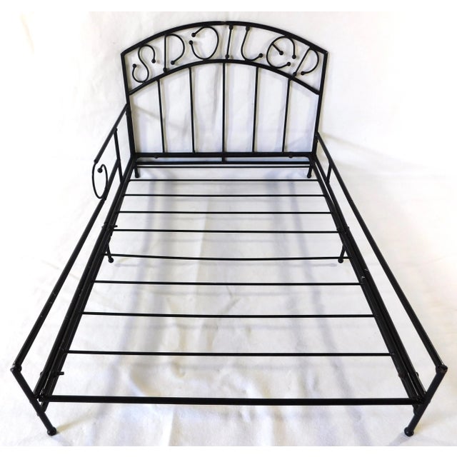 "Spoiled" Black Metal Dog Bed For Sale - Image 9 of 9