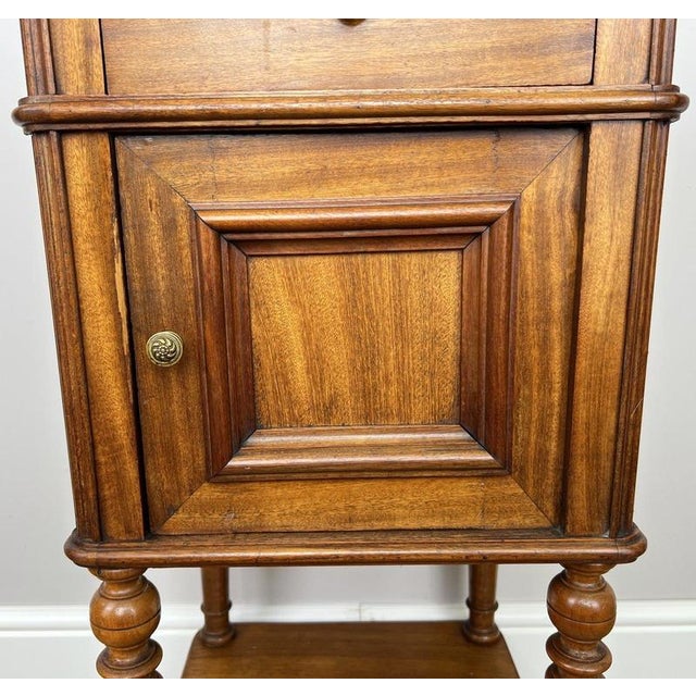 Antique French Walnut Bedside Table with Marble Top For Sale - Image 6 of 16