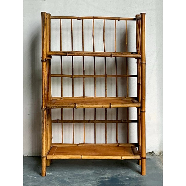 Vintage Boho Bamboo Folding Etagere For Sale - Image 9 of 9
