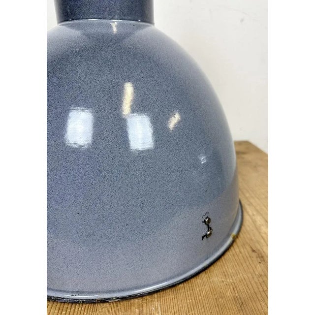 Metal Industrial Grey Enamel Ceiling Lamp from Elektrosvit, 1950s For Sale - Image 7 of 13