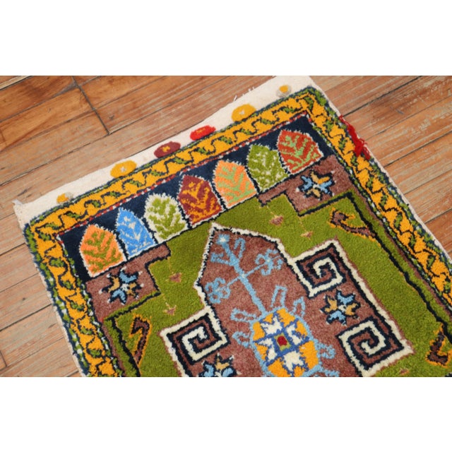 One of a kind, mid-20th-century Hand-knotted Turkish Anatolian Small Size Rug. Professionally Washed & personally vetted....