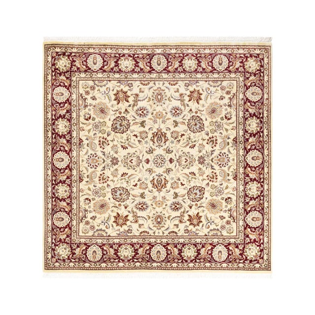 Ivory Mogul, One-of-a-Kind Hand-Knotted Area Rug in Ivory, 6' 1" x 6' 1" For Sale - Image 8 of 8