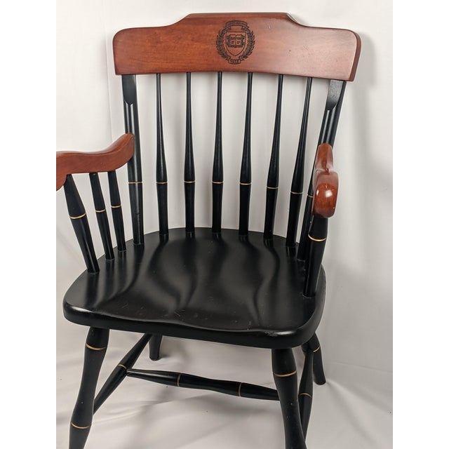 Vintage Yale University Windsor Armchair With Lux Et Veritas Crest – Collegiate Library Chair For Sale - Image 14 of 16