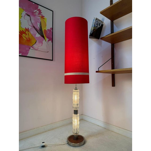 Red Glass and Chrome Floor Lamp from Fischer Leuchten For Sale - Image 9 of 11