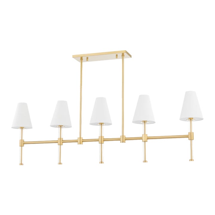 Mitzi Janelle 5-Light Island Linear Chandelier, Aged Brass | Chairish