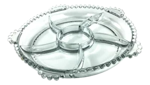 Vintage Divided Glass Condiment Serving Plate
