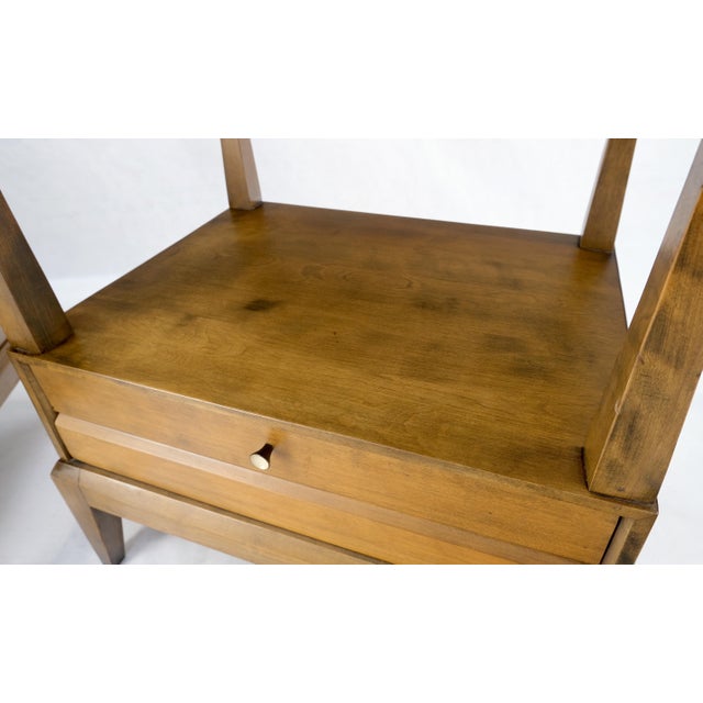 Mid-Century Modern Pair Heywood Wakefield Mid-Century Modern One Drawer Nightstands End Tables Mint For Sale - Image 3 of 17