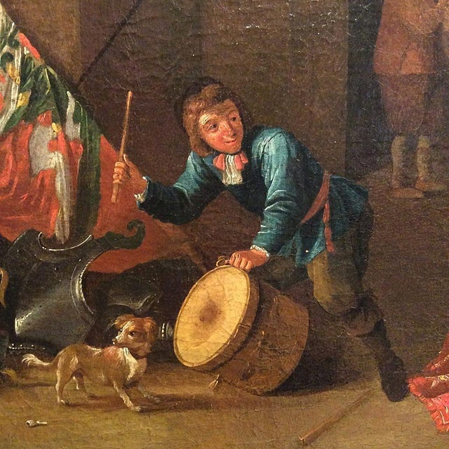 Baroque Circle of Pieter De Bloot, Tavern Scene with Resting Soldiers and a Playing Child, 1600s, Painting For Sale - Image 3 of 7