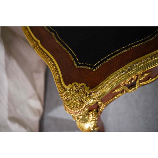 Late 19th Century Late 19th Century Louis XV Style Gilt Bronze-Mounted Kingwood Bureau Plat Desk For Sale - Image 5 of 16