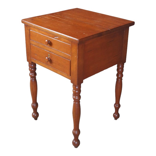 Antique 19th Century Early American Primitive Cherry Accent Table Nightstand For Sale