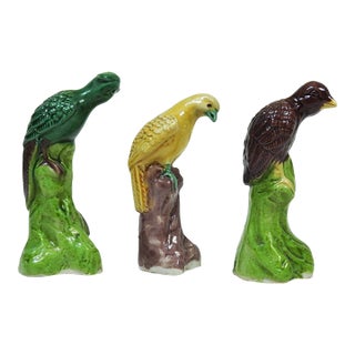 Small Late 19th Century Chinese Export Porcelain Phoenix Birds - Set of 3 For Sale