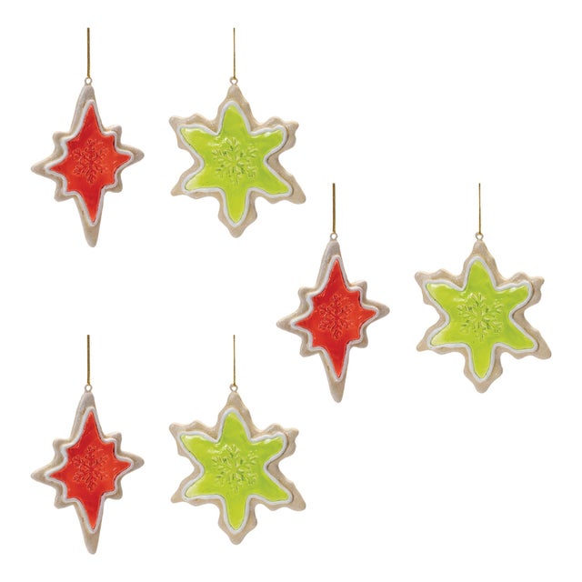 2020s Frosted Cookie Star and Snowflake Ornament (Set of 6) For Sale - Image 5 of 5