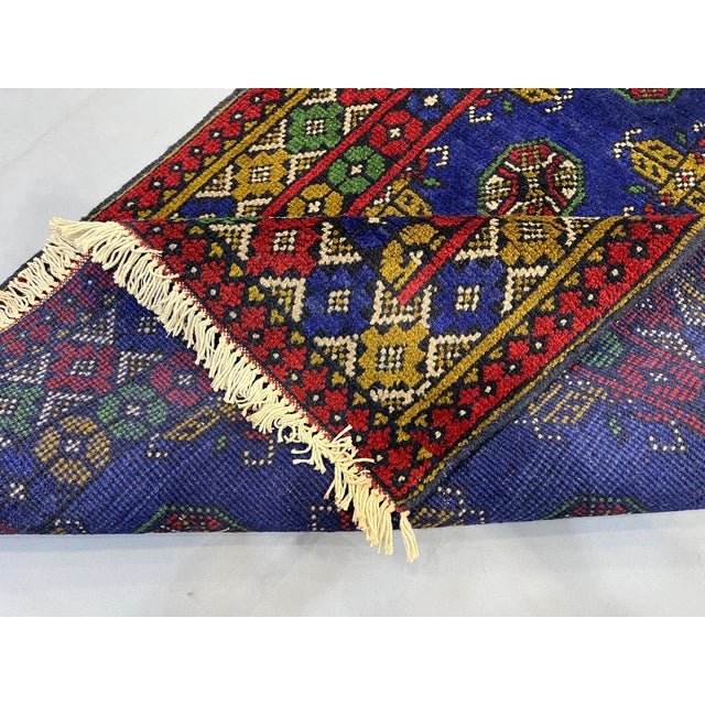 Cobalt Blue Turkmen-Style Mori Gul Wool Runner Rug, 2'8" X 9'3" For Sale - Image 12 of 15