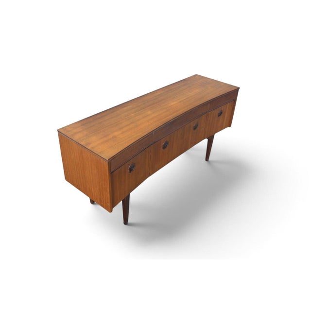 Wood Mid 20th Century Bow Front Mahogany + Rosewood Dresser by Elliotts of Newbury, Attributed For Sale - Image 7 of 10