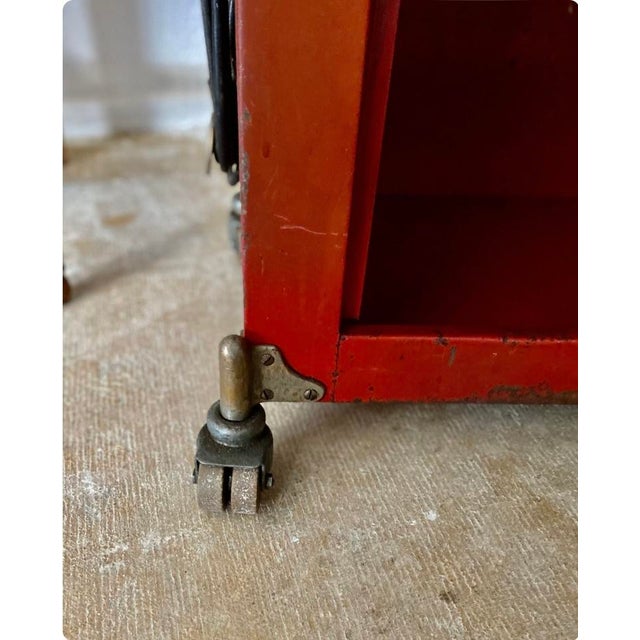 The Kwik Way System Repurposed 1940's Industrial Rolling Valve Cabinet Now a Bar Service Cart For Sale In Seattle - Image 6 of 10