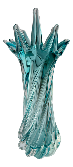 Vintage Aquamarine Bohemian Art Glass Sculptural Vase from Egermann, 1980s
