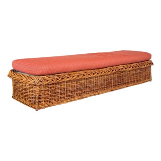 The Wicker Works Vintage Braided Rattan Backless Bench or Daybed For Sale