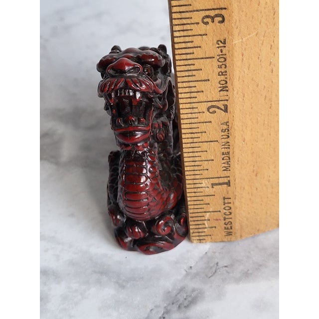 Red Mid 20th Century Red Boxwood Japanese Netsuke Dragon For Sale - Image 8 of 11