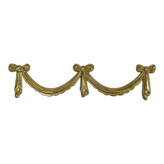 Vintage French Provincial Style Decorative Brass Ribbon Swag Embellishment For Sale