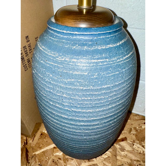 Mid Century, Modern Monumental Turned Studio Pottery Ceramic Lamp For Sale - Image 6 of 8