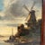 English Antique Oil Painting Dutch School Landscape With Windmill on a Canal For Sale - Image 3 of 5