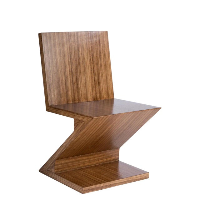 Contemporary Zig Zag Chair in Brown For Sale - Image 3 of 6
