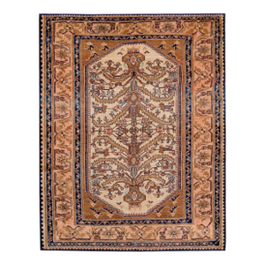1930s Ivory Tree of Life Tribal Antique Persian Malayer Rug 5'0" X 6'2" Hand Knotted Wool Carpet
