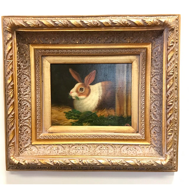 Framed Rabbit Oil Painting Chairish