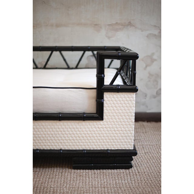 Lacquered Wood Daybed with Bamboo Effect, 1970s For Sale - Image 4 of 12
