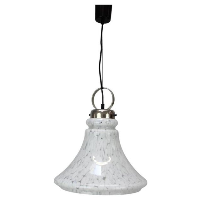 Mid-Century Bell Glass Pendant Lamp, Former Czechoslovakia, 1970s For Sale - Image 11 of 11