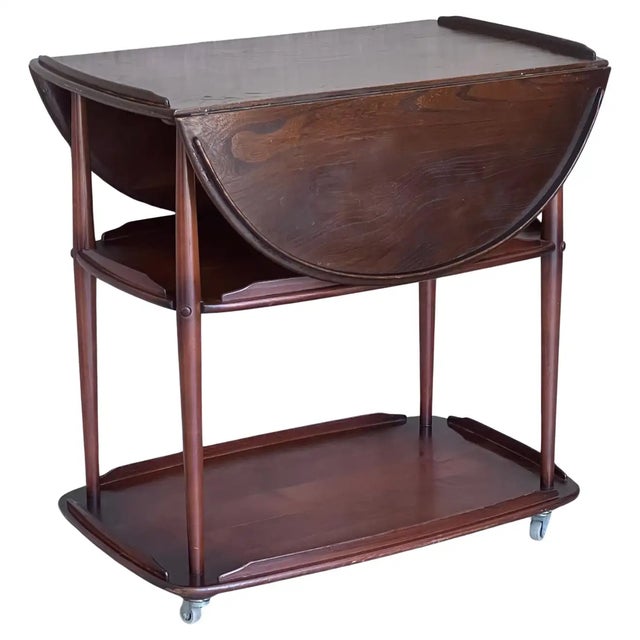 Early 20th Bar Cart With Three Tier and Two Leafs Convertible in Tea Table For Sale - Image 11 of 11