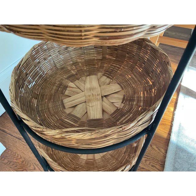 Vintage Wrought Iron 3 Tier Basket Rack Organizer Stand For Sale In New York - Image 6 of 6