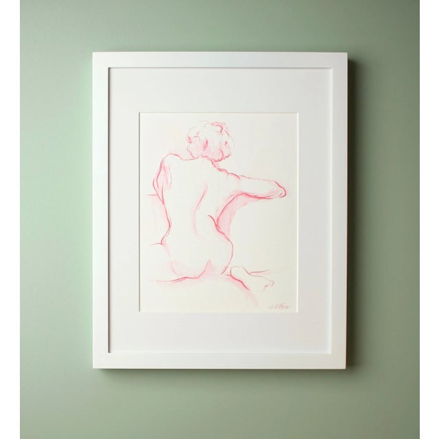 Framed and matted original Watercolor Painting of a nude female back by Michelle Arnold Paine. The piece was created using...