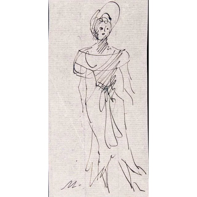 Figure of Woman is a Pen Drawing realized by Mino Maccari (1924-1989) in 1935s. Hand-signed on the lower margin. Good...