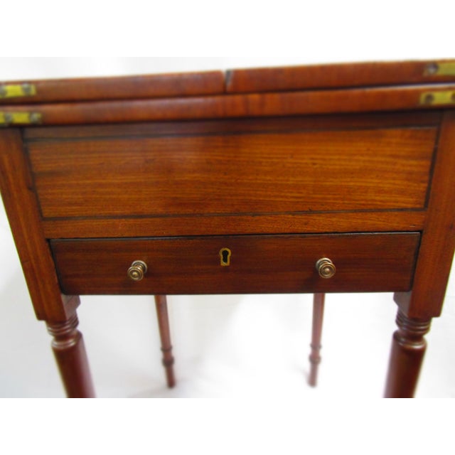 American American Flip-Top Writing Table W/Leather Insert & Two Drawers W/Compartments For Sale - Image 3 of 12