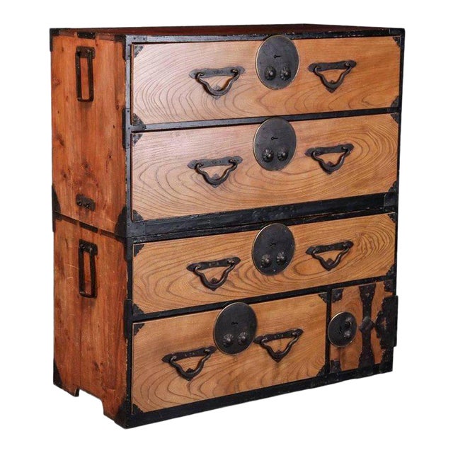 19th Century Japanese Tansu Elmwood Chest Chairish