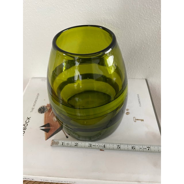 1990s Studio Art Glass Hand Blown Vase in Olive Green For Sale In Seattle - Image 6 of 7