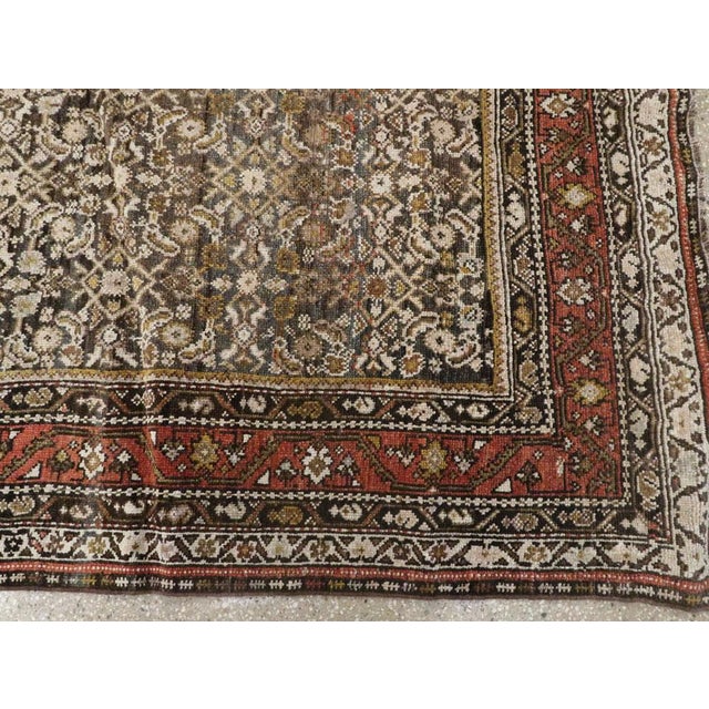 Chocolate Galerie Shabab Collection Early 20th Century Persian Kurdish Rug For Sale - Image 8 of 9