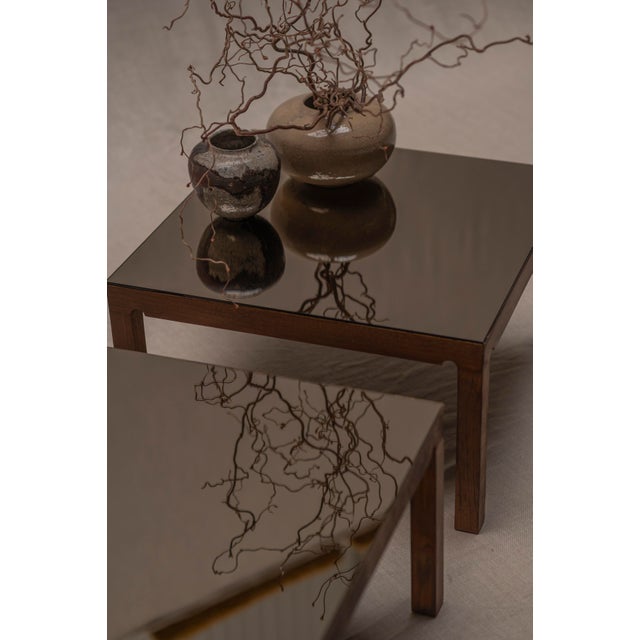 Mid-Century Modern Side Tables with Smoked Mirror Tops, 1970s, Set of 2 For Sale - Image 4 of 17