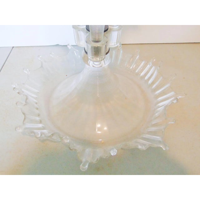 Victorian clear ruffled glass epergne, 4 individual vases attached to bowl base