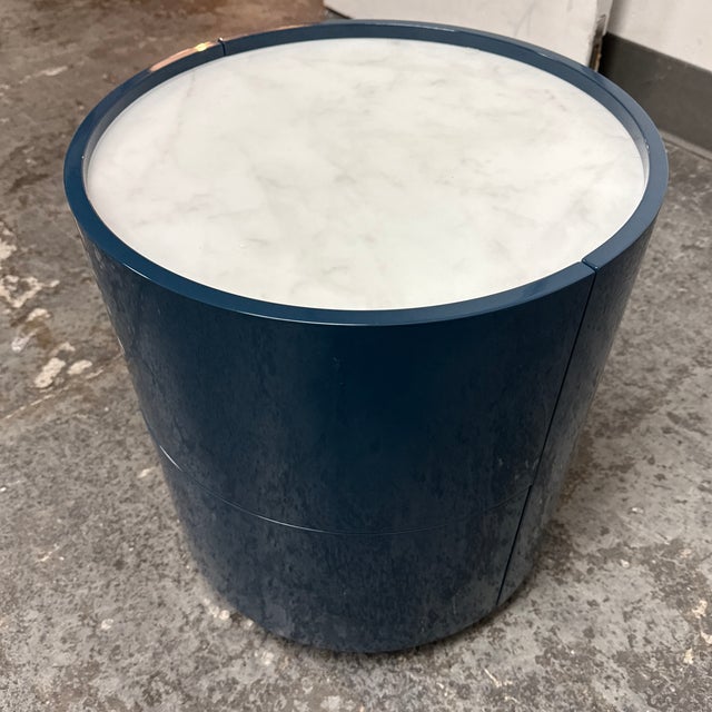 Blue Pianca Dedalo Module Nightstand, Petrol Blue + Calcatta Marble For Sale - Image 8 of 12