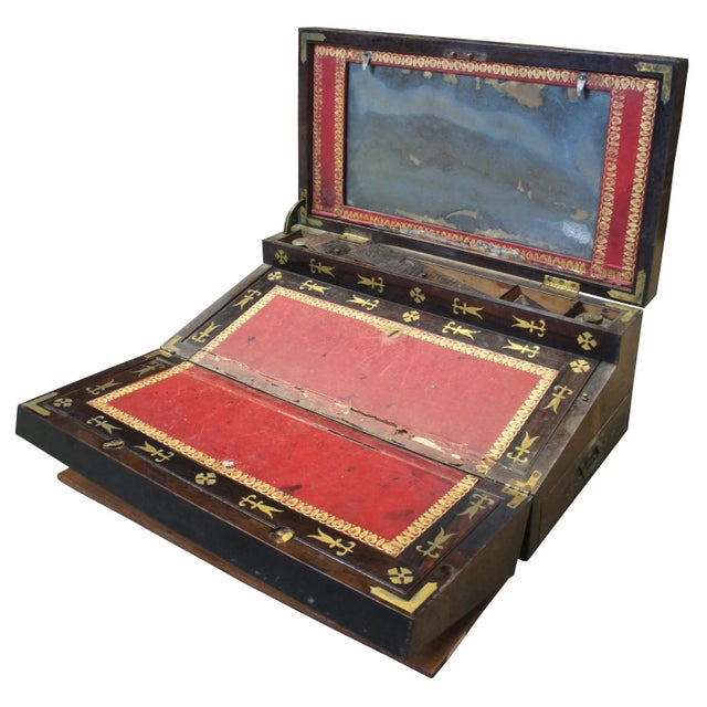 19th Century Antique English Regency Rosewood Writing Slope Box For Sale - Image 13 of 13