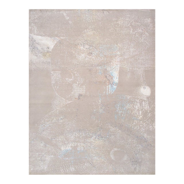 Pasargad Home Modern Silver Silk & Wool Area Rug, 9' 4'' X 12' 3'' For Sale